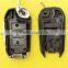Peugeot car key 3 button flip remote replacement key shell with groove blade