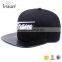 High quality leather brim 3d logo 6 panel snap back cap