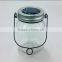 Metal lid clear glass flicker blue led sun jar garden light
