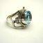 Blue Topaz Facet 925 Sterling Silver Ring, Blue Round Gemstone Ring, Designer Oxidized Silver Handmade Ring