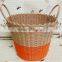 Handwoven plastic rattan dirty clothes basket