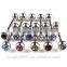 Stainless Steel Crystal Ball Tongue Bars Ring Barbell Piercing Body Jewelry Mixed Colors