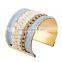 High Quality Women Europe and America Exaggerate Gold Metal Weave Bracelet Wide Bangles Fine Jewelry Cuff Bracelets