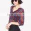 Women's Basic Classic Lightweight Collar Plaid Chiffon Shirt