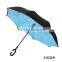 Plain color double layer reverse umbrellas