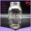 Valentine's design clear embossed glass bottle dispenser with snow embossment and iron lid