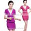 OEM Chinese hotel restaurant uniform waiter hotel cotton housekeeper uniform for waitress apron uniform