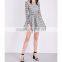 Customized Lady Apparel Round Neck Long Sleeves Lace Embellished Velvet Dress(DQM006D)