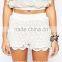 High-rise waist scallop hem crochet shorts women crochet lace shorts