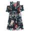 Top quality new fashion summer for women round-collar printed floral strapless dress