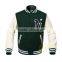 Custom Green American Baseball Puffer Varsity Letterman Team Bomber Wool Jackets for men kid with Faux Leather Sleeves Quilted