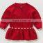 girls fancy christmas pattern 100% cotton sweater dress designs for kids with hand knitted