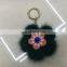 colorful flower shape mink fur ball keychain