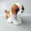 Lovely 20cm Switzerland plush Saint Bernard dog toys with barrel custom logo