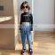 Girls Bandage Jeans 2020 Fall New Small Feet Slim Pants Western Style Korean Children's Pants