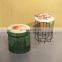 RTS fruit avocado carton printing polyester folding stool for kids children storage ottoman round chair in living room