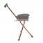 Adjustable portable aluminum folding elderly leg supporter crutches walking stick with a stool