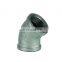 DKV galvanized female female gi bsp npt threaded steel ductile iron GI 45 degrees elbow pipe fittings