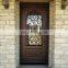 Powder coated finished single leaf design lowes glass wrought iron front doors