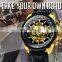 WINNER 428 Fashion Men Automatic Self-Wind Custom Logo Watch Stainless Steel Waterproof Gold Wristwatch Mechanical Watch