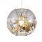 Clear Round Ball Pendant Lamp Bubble Glass Ball Chandelier With Gold Silver Flower LED Ceiling Hanging Lamp