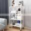 In Stock 3/4/5 Tiers Factory Direct Foldable Metal Storage Rack Mobile Free Installation Kitchen Shelf Rack