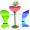 Bar furniture with illuminated led light illuminated event night club led bar stool furniture high cocktail table chair set