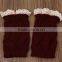 Hot Sale Lady Winter Socks Girl Boot Cuffs Diamond Pattern Lace Trim Light Grey Leg Warmers