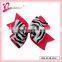 Handmade high quality eco-friendly ribbon no fade printing animal strip bow hairgrips (DW--0042)