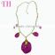 2016 New Design Hot sale metal purple fancy charm long necklace design