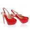 Red patent slingbacks ladies high heel sandal shoes 2015