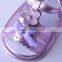 Matellic purple PU flower and bow infant sandal baby shoe