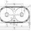 Model 22006 Franta 35 inches double round bowl kitchen sink stainless steel
