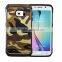 Heavy duty hybrid soft black silicone cover hard Camo for S6 edge