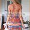 2016 aliepress hot new fashion print Halter Strapless backless sey dress wholesale