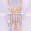 Bohemian women jewelry 18k gold multilayer bead tassel feather necklace NK-1013