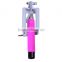 Mini Universal Extendable Handheld Wire Control (No Battery No Bluetooth) Selfie Sticks Monopod For All SmartPhone (Pink)