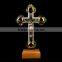 Mother of Pearl Olive Wood Cross on Olive Wood Stand. Hand Made. Made in Jerusalem