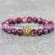 KJL-0020 Purple Color Natural Stone Bead Lion Head Bracelet,Women And Men Jewelry,Elastic Rope Chain