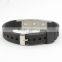 Fashion Men's Black Silver Stainless Steel Silicone Bracelet Jewellery