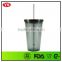 16 ounce double wall plastic cold tumbler with straw