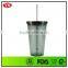 16 ounce double wall plastic cold tumbler with straw