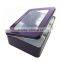 large rectangular t-shirt packaging tin box with window