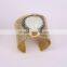 Charm Metal Brass Plated Gold Druzy Bangles, Natural Amazon Gem stone Bangles, with Pave Crystal Quartz Stone Bangles