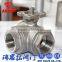 three way stainless steel ball valve with ISO5211 mounting