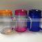 2015 popular doule wall plastic mason jar with straw with handle