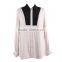 Direct factory supply long sleeve white black contrast simple design elegant chiffon blouse for middle aged women