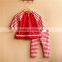 Latest frock suits for baby girl kids christmas tree pattern raglan sleeve stripe pajamas for winter clothing