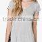 2016 China Cheap Wholesale V-neck Short Sleeve Side Slit T Shirt Woman Blank Cotton Spandex T Shirt