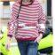hot sell fashion cute casual stripe design long sleeve hoody for women